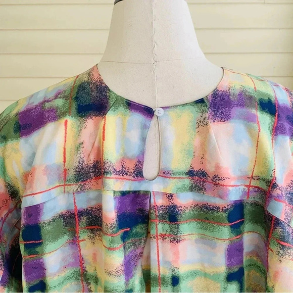 MELISSA MCCARTHY SEVEN7 Plus Size 2X Plaid Pastel Tunic Top Blouse Pockets - Picture 5 of 11